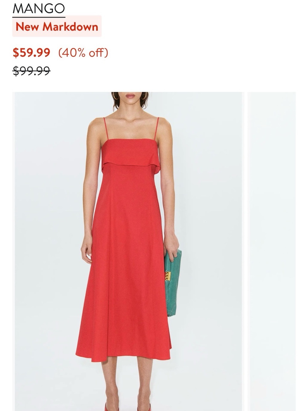 Mango starring Hailey Bieber A-line Red midi dress - Picture 4 of 13